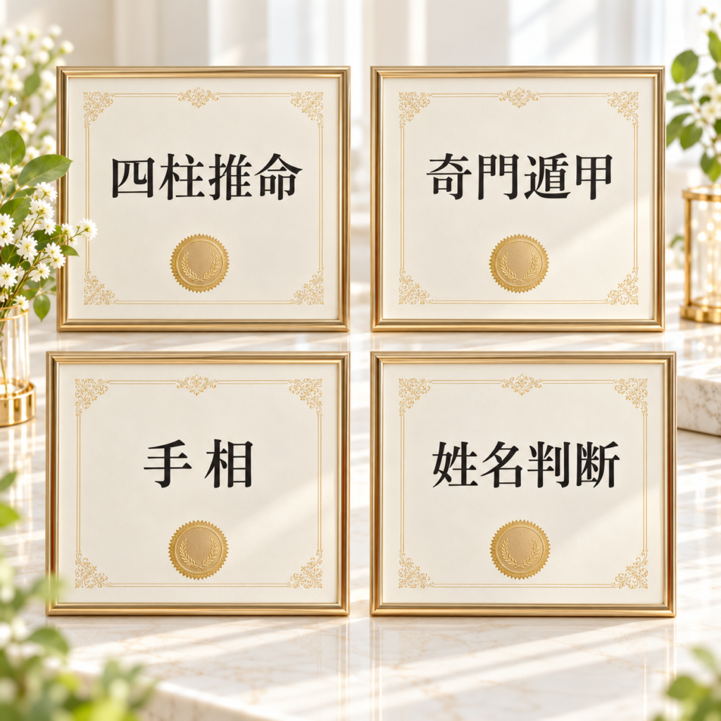 保有資格 四柱推命・奇門遁甲・手相・姓名判断